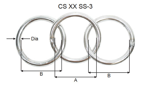 Photo of Rings Spectacles Stainless Steel CSxxSS3 Dimensions