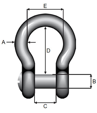 Photo of Galvanized Bow Shackle with Countersunk Pin - Dimensions | Hampidjan Australia