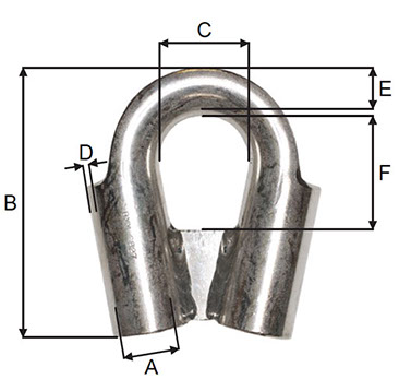 Dimensions for Stainless Steel Wire Thimble With Gusset | Blueline Brand